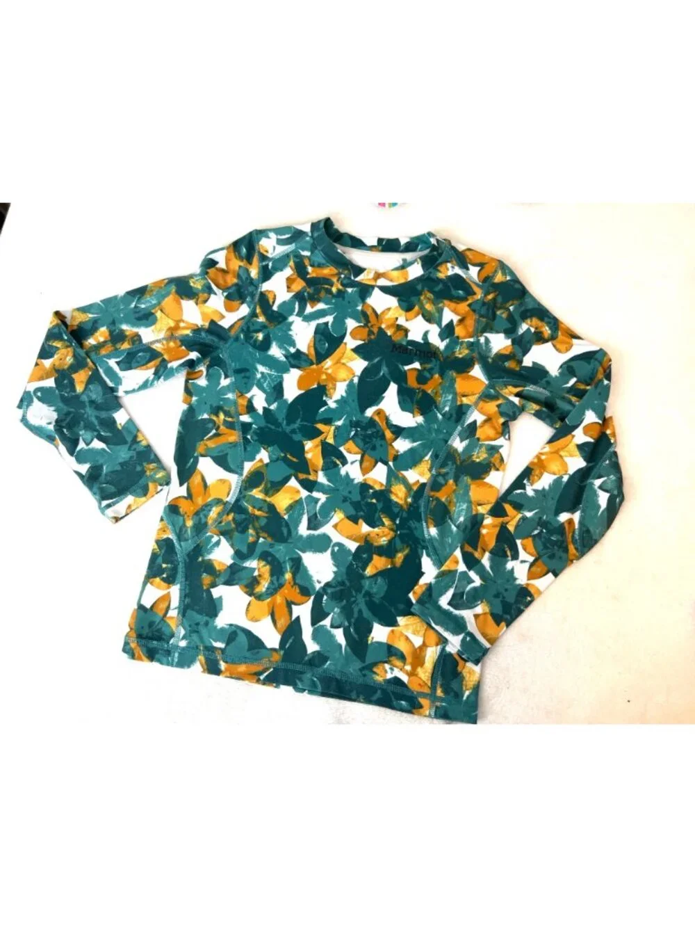 Marmot Midweight Meghan Tight Girl's Patina Green Camo Floral Base Layer Set M